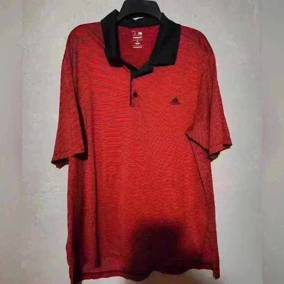 Adidas Climafit Polo Red and black stripes size XL - Picture 1 of 3